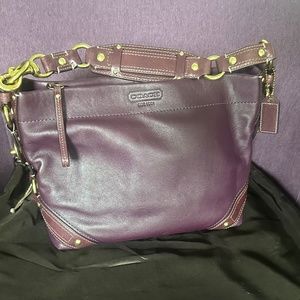 10615 Coach Carly Purple Leather Hobo Bag